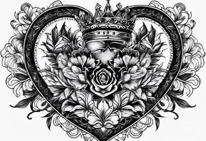 Corona de rey puesta en un corazón
Esqueletos pairaras y hadas tattoo idea