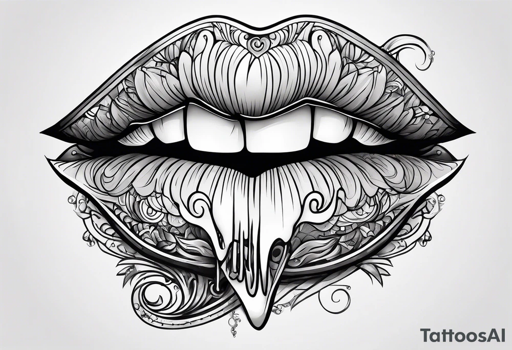 sexy open lips tattoo idea