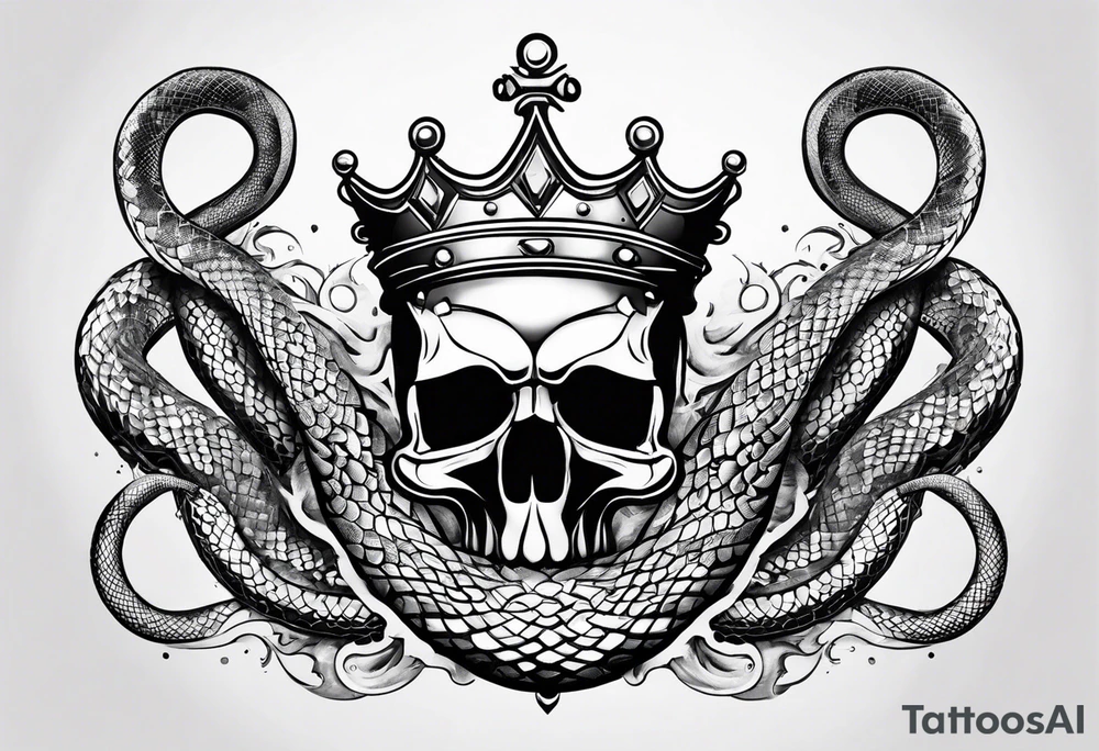 crown transforming into snakes tattoo idea