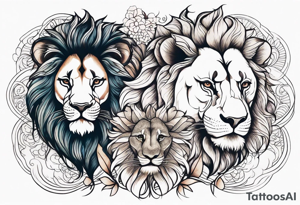lion and lioness tattoo idea