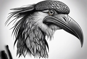 Scary shoebill stork tattoo idea