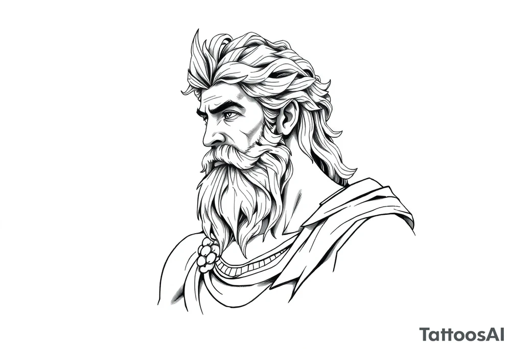 GREEK GOD LOOKING OVER HIS EMPIRE tattoo idea