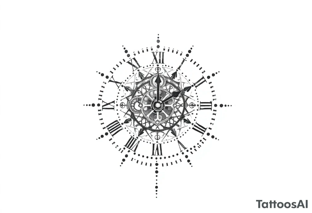 vintage roman numerals within ornate clockwork mechanism tattoo idea