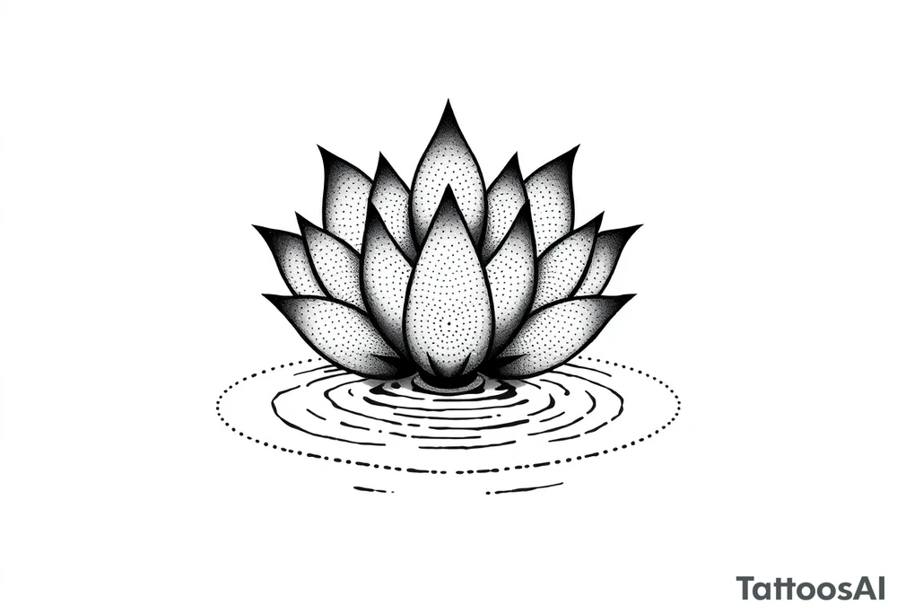 serene lotus flower emerging from sacred waters with ripples tattoo idea