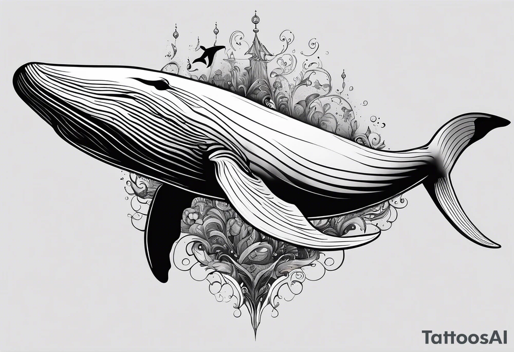 Breaching whale backwards tattoo idea