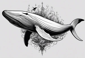 Breaching whale backwards tattoo idea
