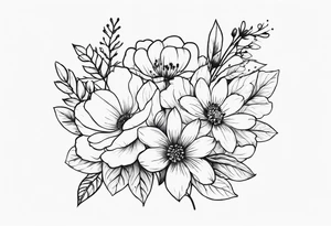 Small birth flower bouquet tattoo idea