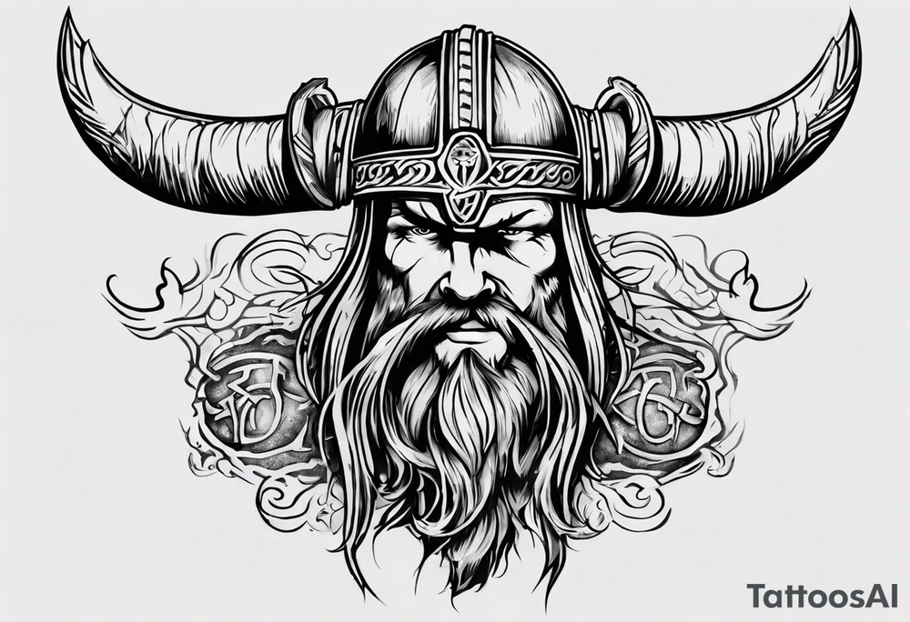 I want a detailed tattoo of a viking head with the company name “Viking Customs” incorporated in the design tattoo idea