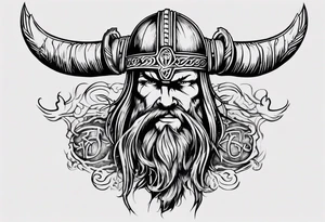 I want a detailed tattoo of a viking head with the company name “Viking Customs” incorporated in the design tattoo idea