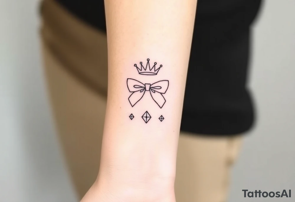 Bows and diamonds and crown tattoo idea
