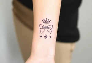 Bows and diamonds and crown tattoo idea