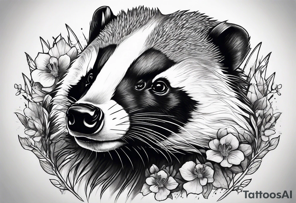 Powerful badger tattoo idea