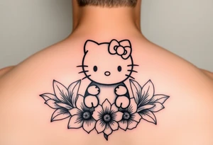 Hear no evil, see no evil, speak no evil hello kitty, tiger lilies  surrounding tattoo idea