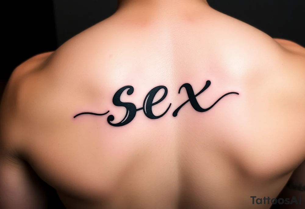 The word sex in cartoon writing tattoo idea