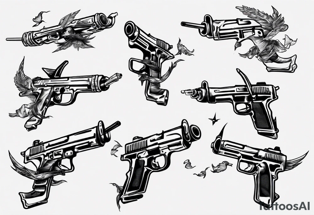 skydiving, shooting guns tattoo idea