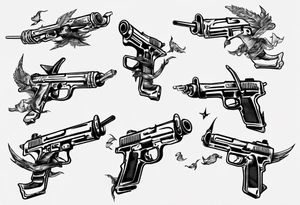 skydiving, shooting guns tattoo idea