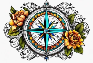Compass , flower, cross tattoo idea