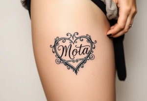 The name Mota within a heart tattoo idea