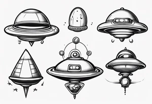 Cartoon blacklist flying saucer tattoo idea