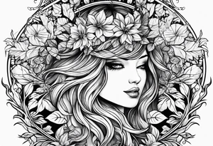 wood with foliage tattoo idea