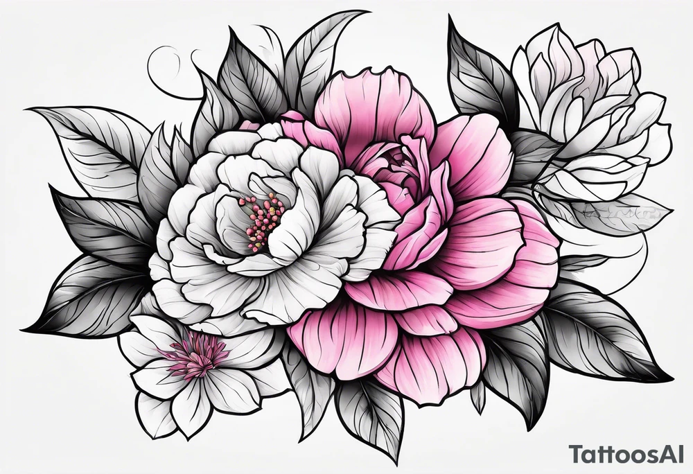 Pink flowers hand tattoo tattoo idea