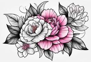 Pink flowers hand tattoo tattoo idea