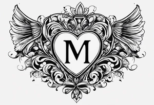 Simple Heart with the letter M and the letter S inside tattoo idea