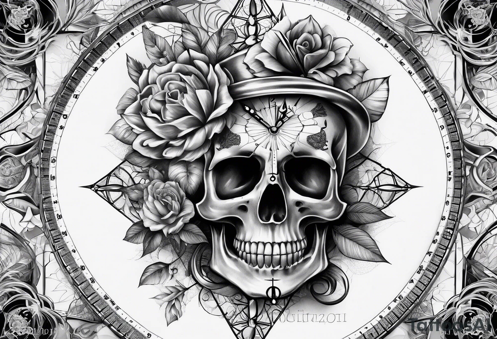 sacredgeometry, skull, clock, life, love tattoo idea