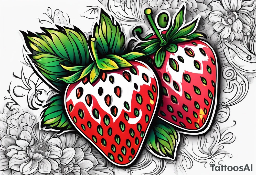 Single Strawberry tattoo idea