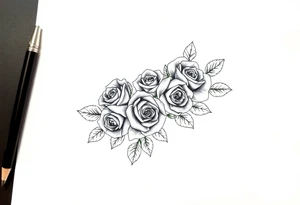 Small Roses with no leaves fully filling up the inside of an lateral elongated diamond shape tattoo idea