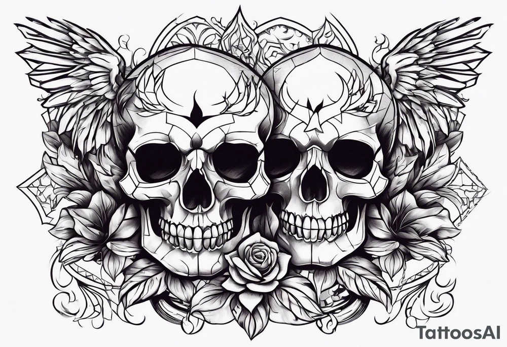 skulls and fire tattoo idea