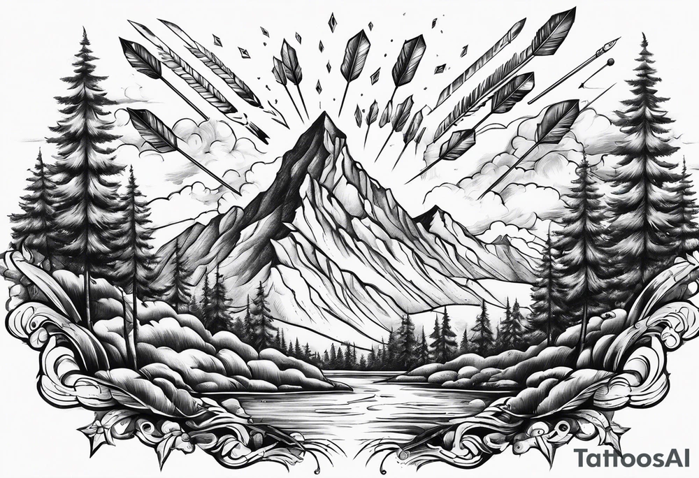 flaming arrows raining down from sky tattoo idea
