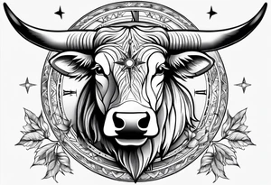 TAURUS BULL COMPASS white background tattoo idea