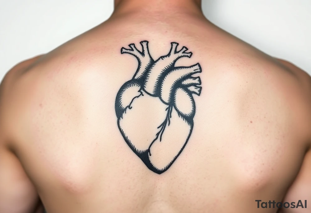 woodcut realistic heart etching tattoo high detail anatomy tattoo idea