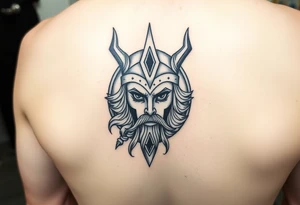 Female Viking Shield maiden face, black work, intricate lines, realistic, complex tattoo idea