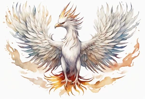 a white phoenix with a plain crown tattoo idea
