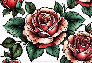 old school roses, highly detailed tattoo idea