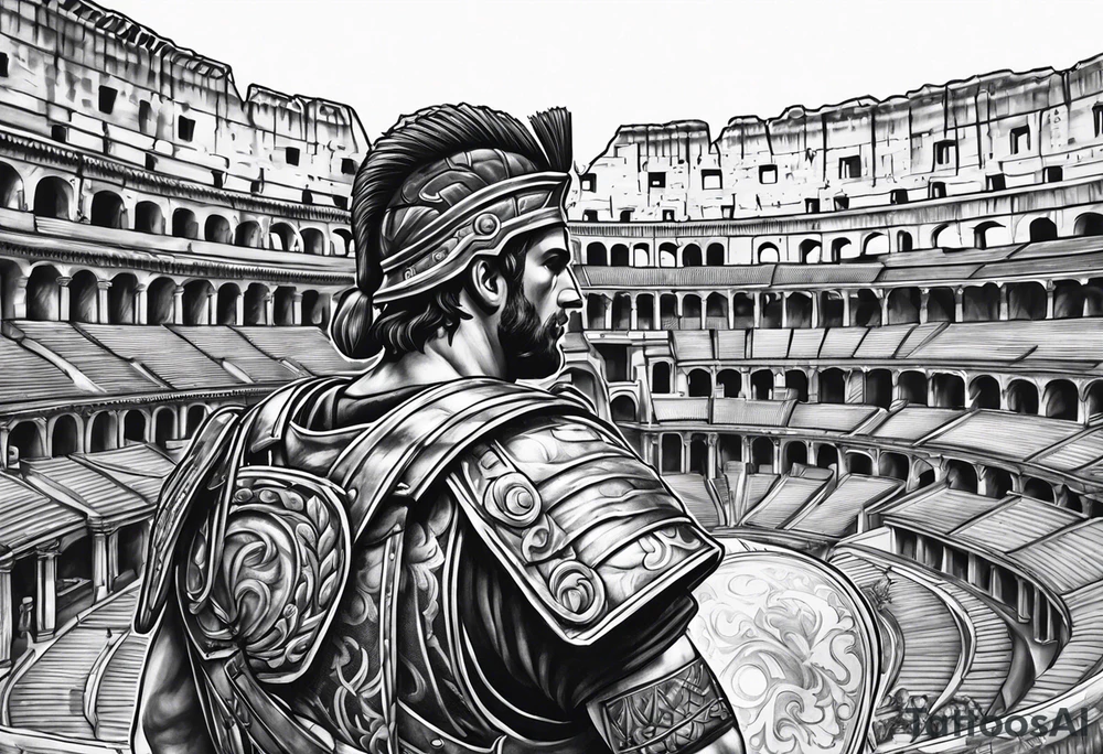 Roman soldier coliseum in background tattoo idea