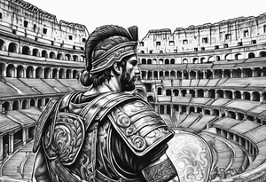 Roman soldier coliseum in background tattoo idea