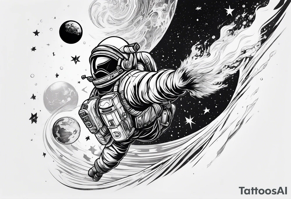 Man falling from space to earth tattoo idea