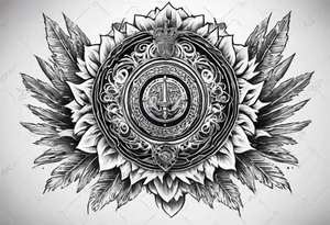 Mandala chest tattoo with family crest Grenadier Guards . Comrades Assn tattoo idea