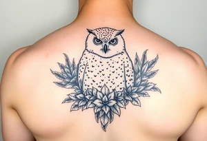 Snow Owl with Succulents tattoo idea