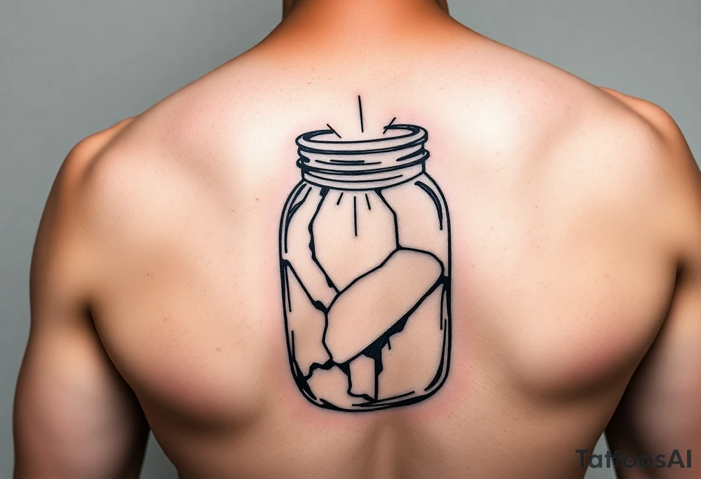 design a tattoo based on “treasures in jars of clay”design a jar that is slightly cracked with some rays of light coming out. tattoo idea