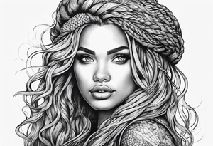 Mermaid dreadlocks tattoo idea
