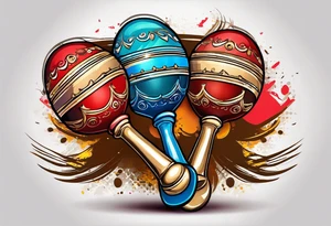 Swinging maracas with rum tattoo idea