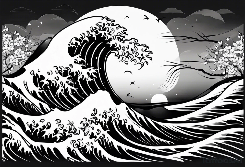 background wind or water with curved lines tattoo idea