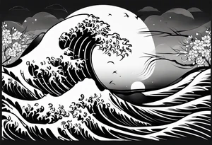 background wind or water with curved lines tattoo idea