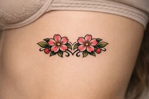 Two Cherry blossoms , symmetrical tattoo idea