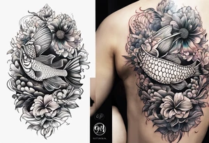 sea, night, flower, fish, republic dominicana tattoo idea