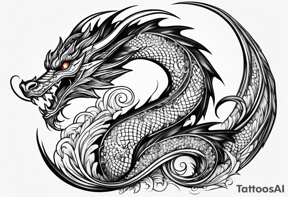 Long dragon long swirly tail girly tattoo idea